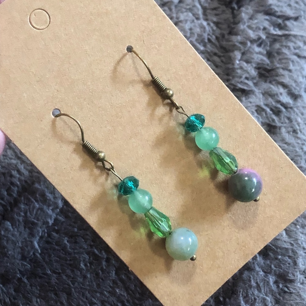 Handcrafted genuine stone ruby in zoisite chalcedony dangle earrings